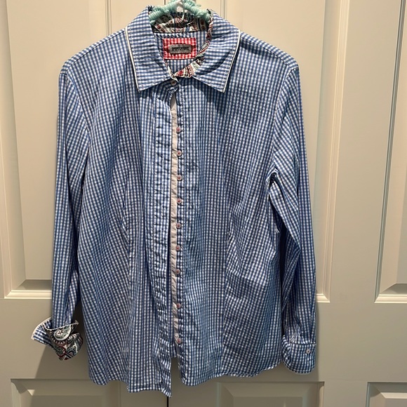 Gerry Weber ladies blouse. Size 44. Blue/white check. Great details throughout - Picture 1 of 5